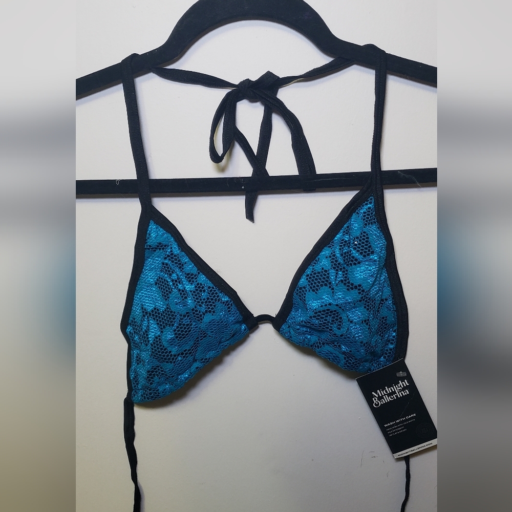 NWT Blue Lace Triangle Bikini Top Dancewear